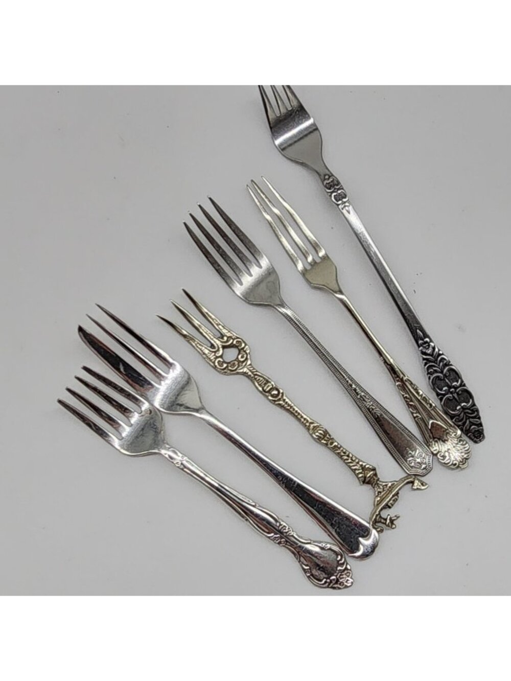 Silver Plated Dessert & Salad Forks Set Of 6 Mixed Patterns Antique